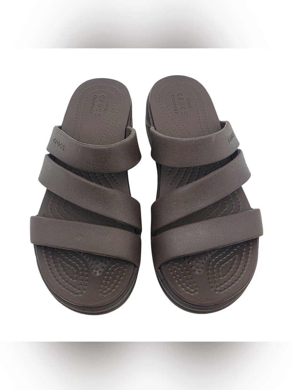 Crocs Monterey Strappy Wedge Espresso Brown Size 7 - Picture 3 of 6